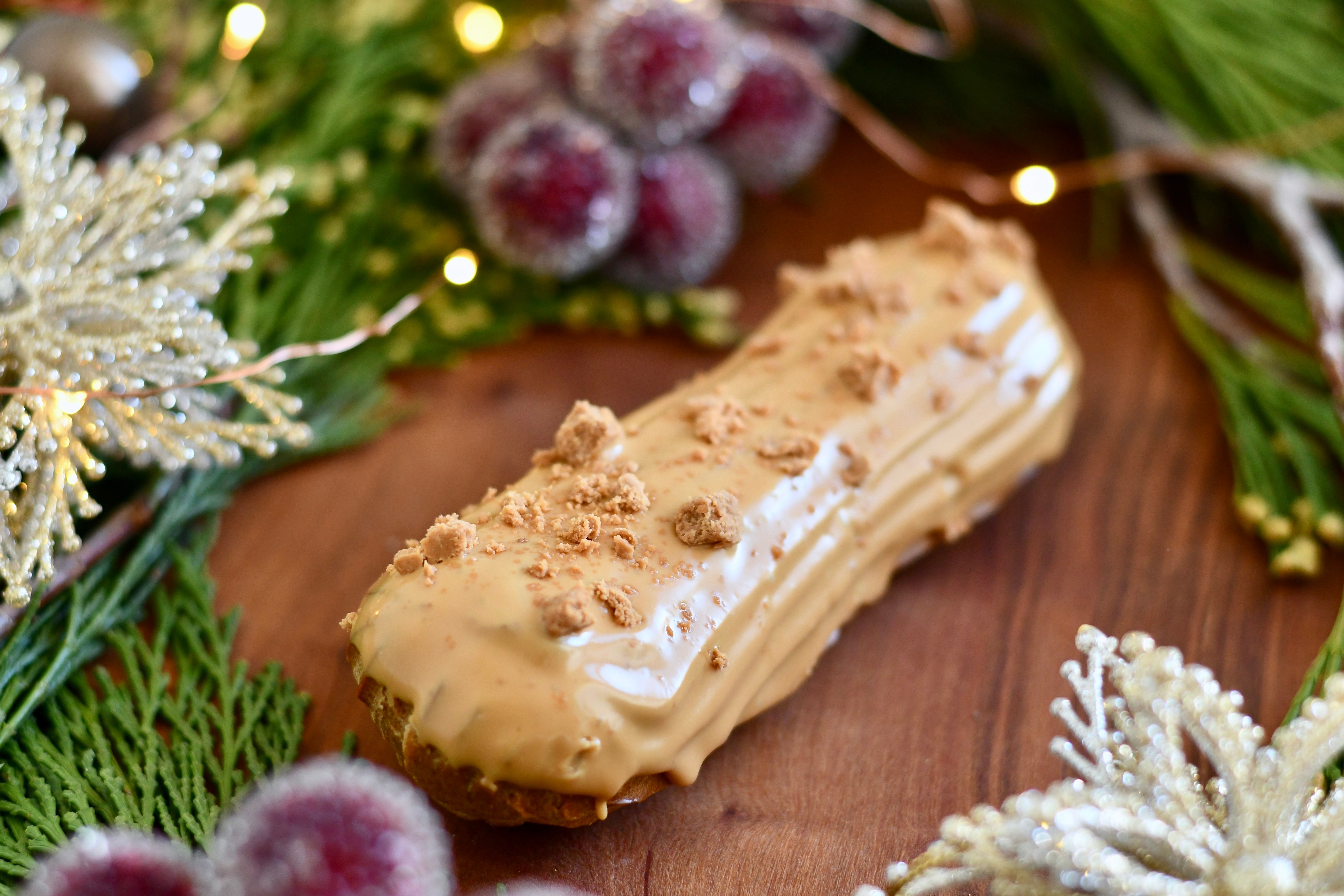 Vanilla Bean Eclair with Caramelized Chocolate Glaze