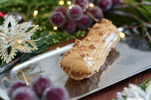 Vanilla Bean Eclair with Caramelized Chocolate Glaze