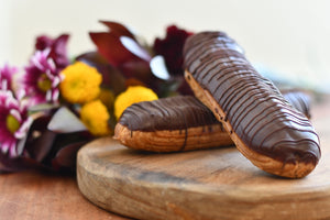 Vanilla Bean Eclair with Caramelized Chocolate Glaze